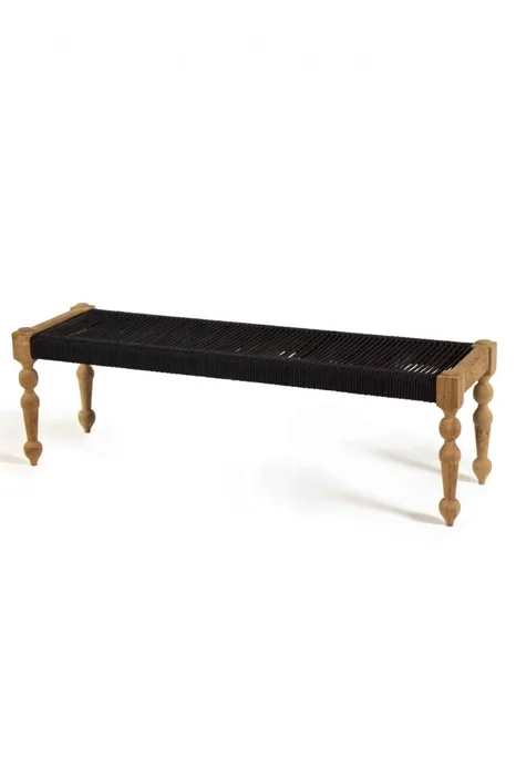 BANCO ULISES MADERA/CUERDA 140X40X45H 122107 en Negro - Butacas, banquetas y puffs, Uruguay | Vinibel