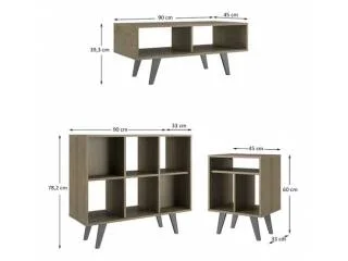 Conjunto Sala Mesa ratona+auxiliares Nogal en Blanco - Mesas de living, Uruguay | Quesal, vista 6
