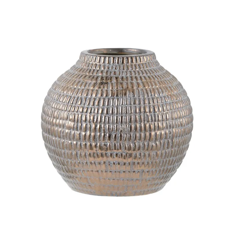 FLORERO GRANDE 20x20x19CM CERAMICA DORADO en Dorado - Jarrones, Uruguay | Koz