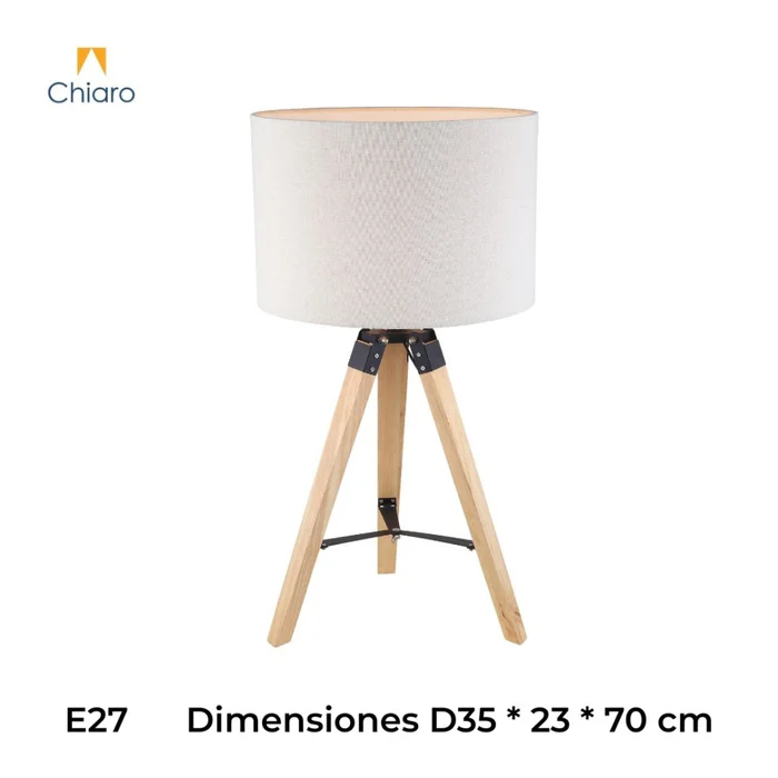 Portátil nórdica tela natural estilo trípode E27 70CM en Beige - Lámparas de mesa, Uruguay | Iluminica, vista 3