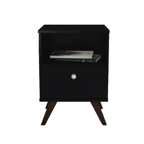 Mesa De Luz Linea Retro Living Dormitorio 1 Cajon Ng Rt3019 en Negro - Butacas, banquetas y puffs, Uruguay | Soy Hogar