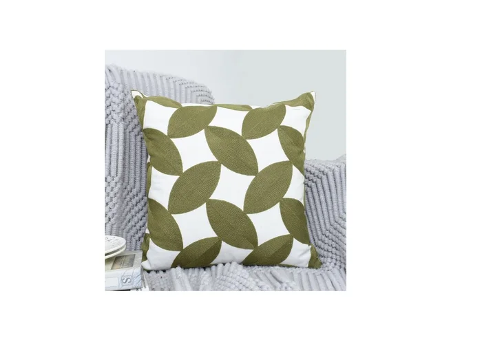 Almohadón Bordado en Verde oliva - Textiles, Uruguay | Finkel