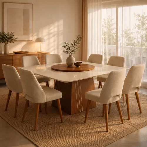 Combo de comedor Solva + 8 Sillas Kora en Mesa Josefina Blanca - Mesas de comedor, Uruguay | Casa Brava