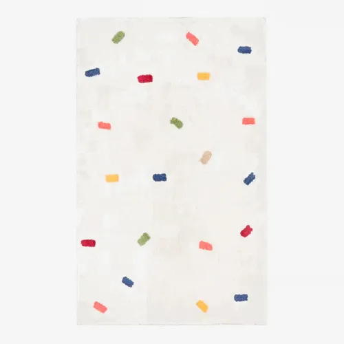 Alfombra Epifania 100% algodón blanco con puntos multicolor - 90 x 150 cm en Blanco - Textiles, Uruguay | Kavehome