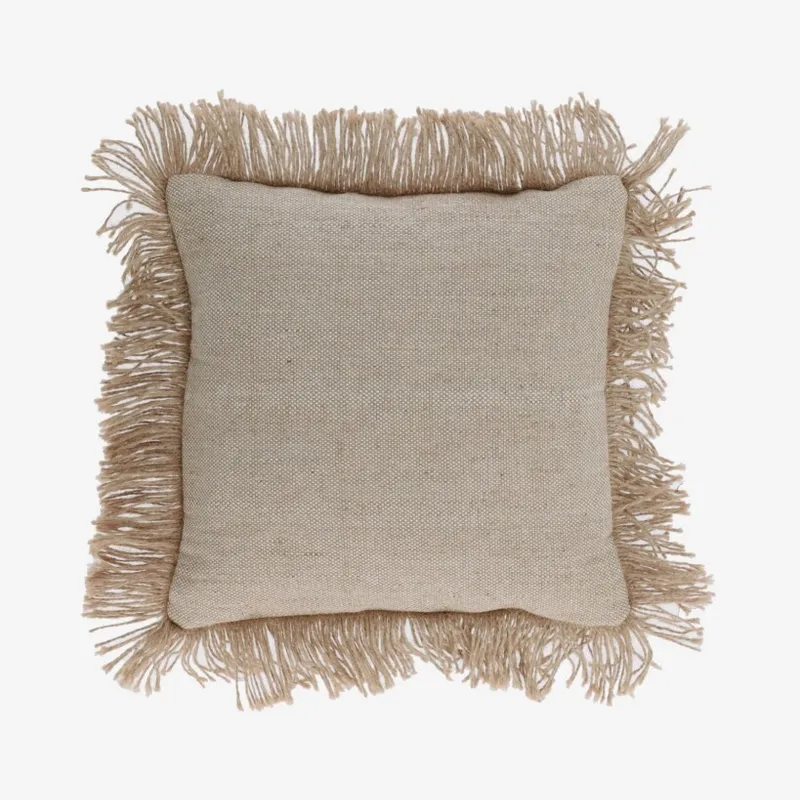 Almohadón Delcie de algodón beige con flecos de yute de 45 x 45 cm en Beige - Textiles, Uruguay | Kavehome