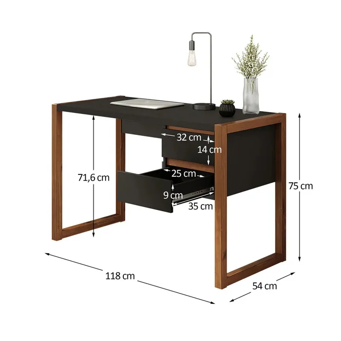 Escritorio con cajones 120cm Atena - Patas en Madera Maciza en Blanco - Escritorios, Uruguay | Balton, vista 13