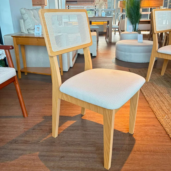 Silla de comedor Monica 100% MDF con RATAN en Madera natural - Sillas, Uruguay | Balton, vista 3