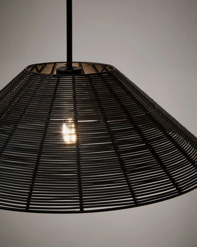 Pantalla para lámpara de techo Saranella de ratán sintético negro - Ø 50 cm en Negro - Muebles para el exterior, Uruguay | Kavehome, vista 3