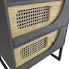 Mesa de Luz Dos Cajones Grafito Detalle Madera Clara y Rattan en Gris - Mesas de luz, Uruguay | Champagne Home, vista 3 de 3