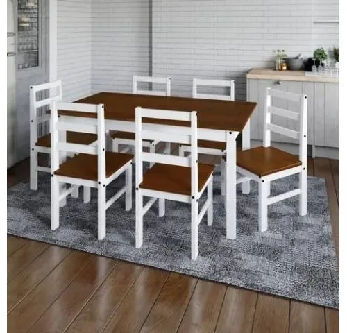 JUEGO COMEDOR OLIVIA 6SILL- CER/BLAN en Blanco/Cera - Mesas de comedor, Uruguay | Que Sal Muebleria