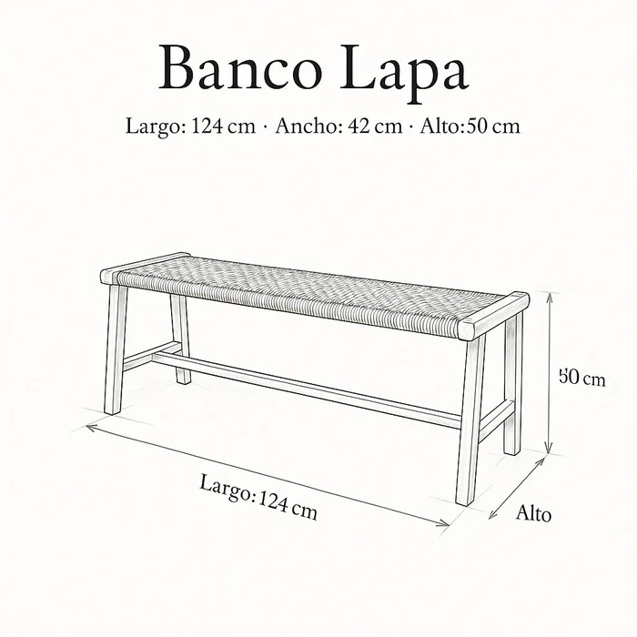 Banco de Teca y Telar Lapa | Casakos en Madera natural - Butacas, banquetas y puffs, Uruguay | Casakos, vista 5