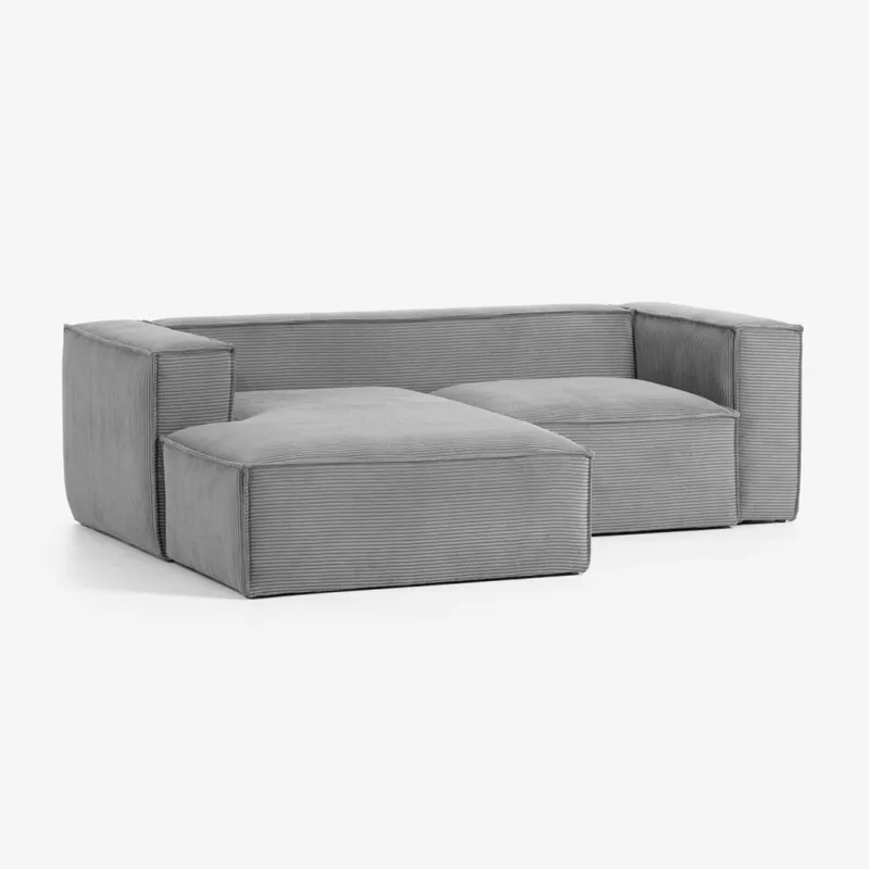 Sofá Blok 2 plazas chaise longue izquierdo pana gris 240 cm en Gris - Sillones y sofás, Uruguay | Kavehome