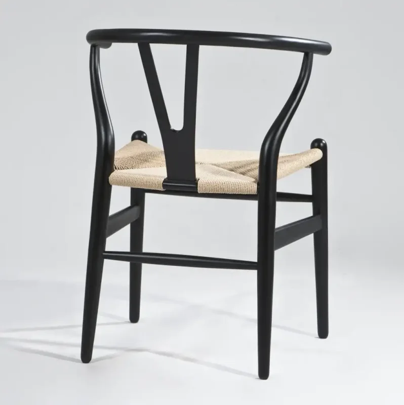 Silla Wishbone Madera de Olmo/Fibra Natural - Negra en Negro - Sillas, Uruguay | Berna home, vista 3