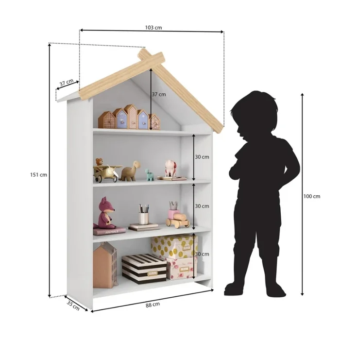 Estantería Biblioteca 4 Estantes Infantil - Blanco en Blanco - Bibliotecas, Uruguay | Ecowood, vista 5