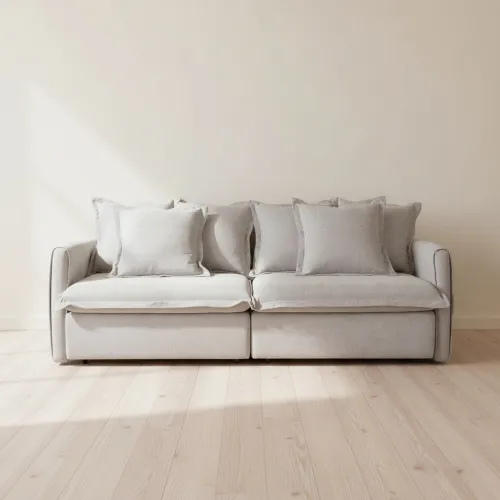 Sofá Cama 3 Cuerpos Tela Natural-beige Verona Beige en Beige - Sillones y sofás, Uruguay | Divino