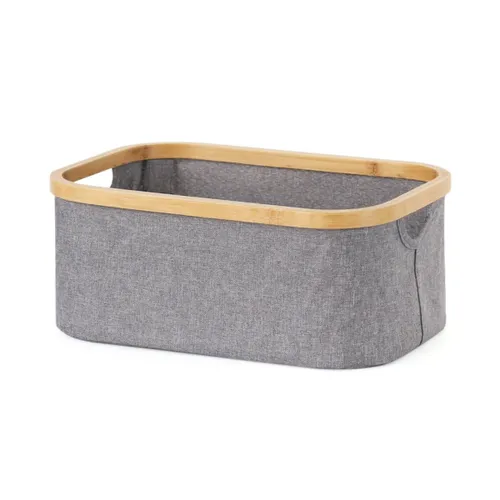 ORGANIZADOR BORDE MADERA 38X26X16CM EXT TELA GRIS en Gris - Canastos, Uruguay | Decohogar