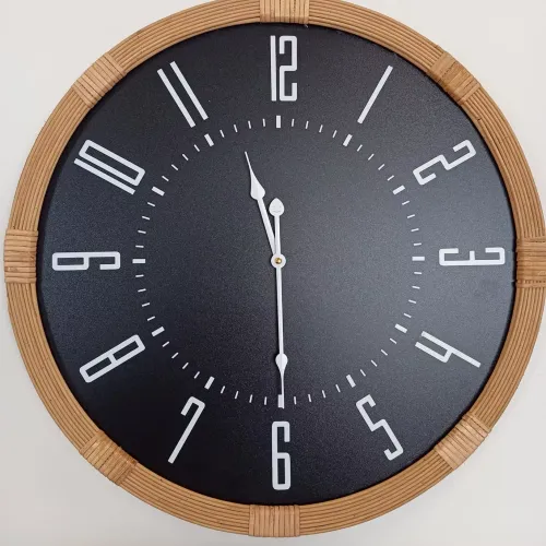Reloj de pared negro y ratán - Decoración, Uruguay | Concetto Casa