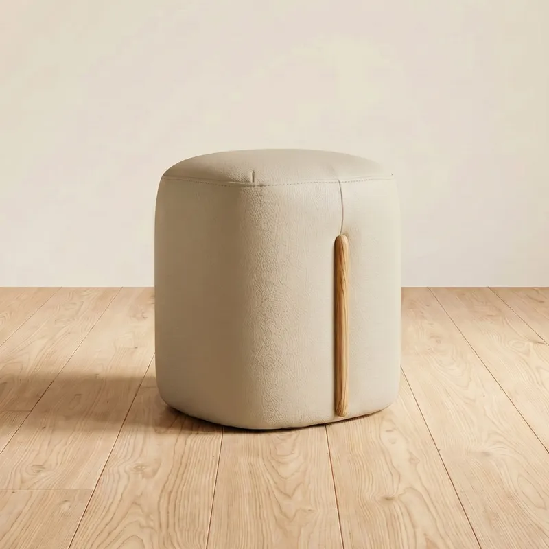 Puff Cuero-100-natural Natural-beige Malta Arena en Beige - Sillones y sofás, Uruguay | Divino