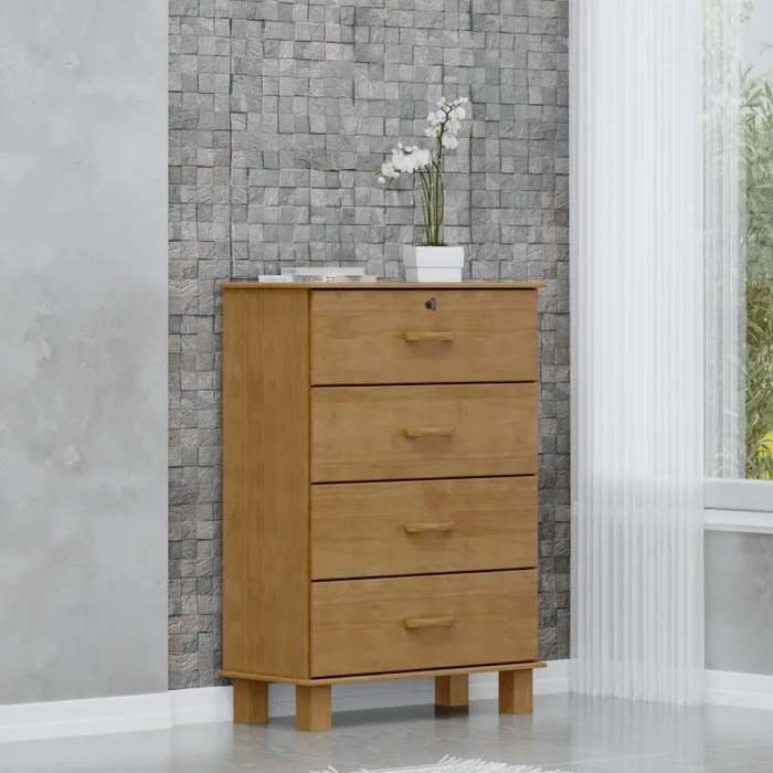 Cómoda 4 Cajones Línea Bronce Freijó en Madera natural - Mesas de luz, Uruguay | Aihaus