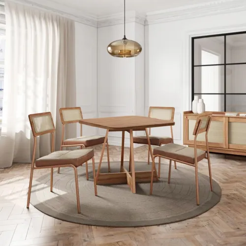 Juego de comedor - Lux Atria Cuadrada - Marrón - Mesas de comedor, Uruguay | Rústico Hogar