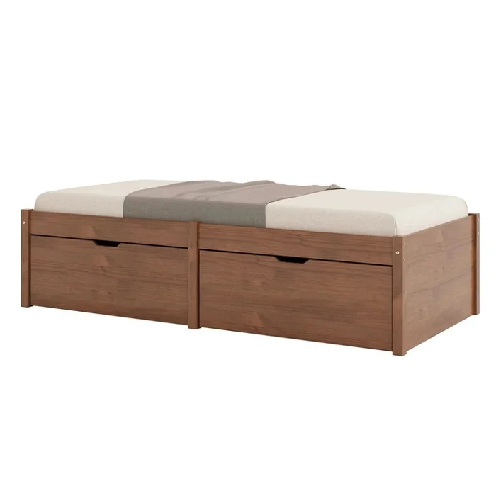 Cama Madera Maciza Con Cajones - 1 plaza - Linea beauty - Marrón en Madera natural - Dormitorio, Uruguay | Ecowood, vista 2