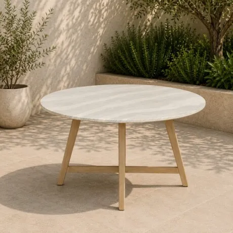 Mali Mesa De Comedor Redonda 150cm en Madera natural - Muebles para el exterior, Uruguay | Aihaus