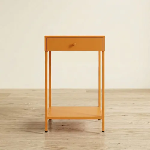 Mesa Lateral Alta Metal Amarillo Olivia Mostaza en Amarillo - Mesas de living, Uruguay | Divino