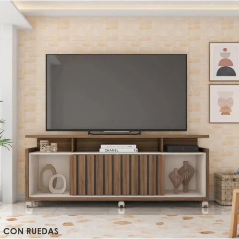 Rack Oasis 1.6 Puerta Correr en Off-white - Muebles para TV, Uruguay | Albanés