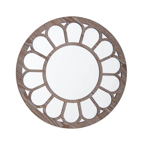 ESPEJO CIRC MARCO DISEÑO FLOR D50CM PATINA BLANCO en Blanco - Espejos, Uruguay | Decohogar