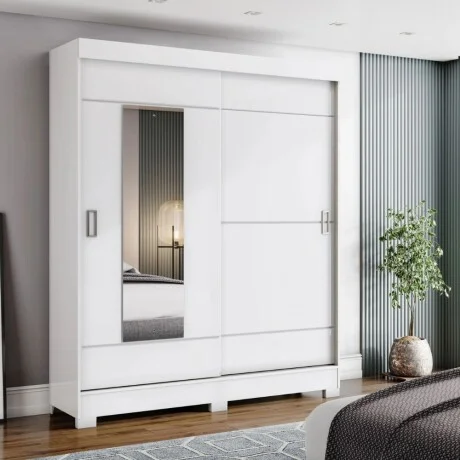 Ropero 2 puertas corredizas con espejo en Blanco - Roperos y placares, Uruguay | La Cueva Muebles, vista 7