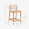 Taburete Analy respaldo madera maciza roble acabado tono natural y asiento cuerda 65cm FSC 100% en Beige - Butacas, banquetas y puffs, Uruguay | Kavehome, vista 8 de 8
