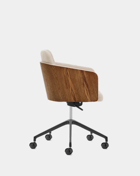 Silla de escritorio Madai de chenilla - marrón y chapa de fresno con acabado nogal FSC Mix Credit en Marrón - Sillas de escritorio, Uruguay | Kavehome, vista 6