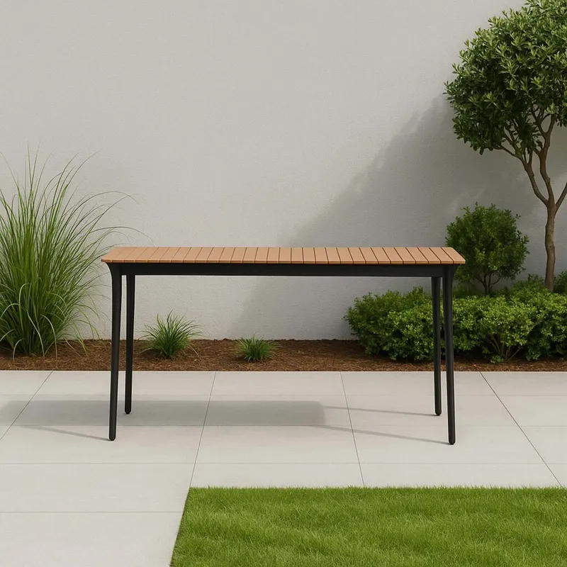 Mesa Balcon Aluminio-y-madera Negro Barcelona en Negro - Muebles para el exterior, Uruguay | Divino