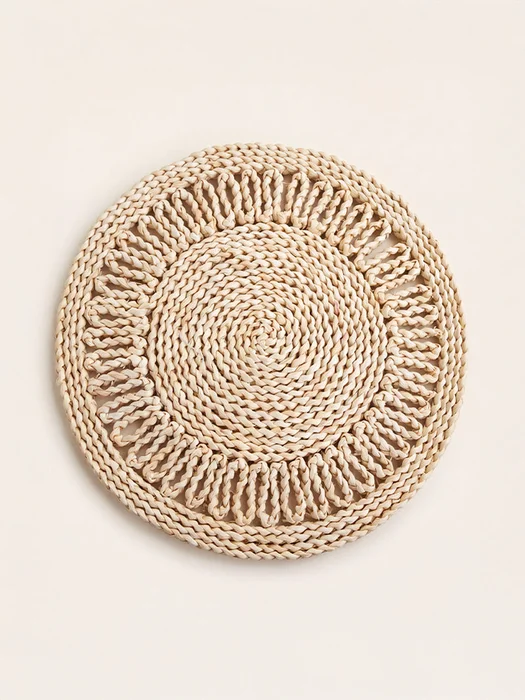 SET X4 INDIVIDUALES FIBRA NATURAL FLOR en Beige - Textiles, Uruguay | Cabana, vista 2