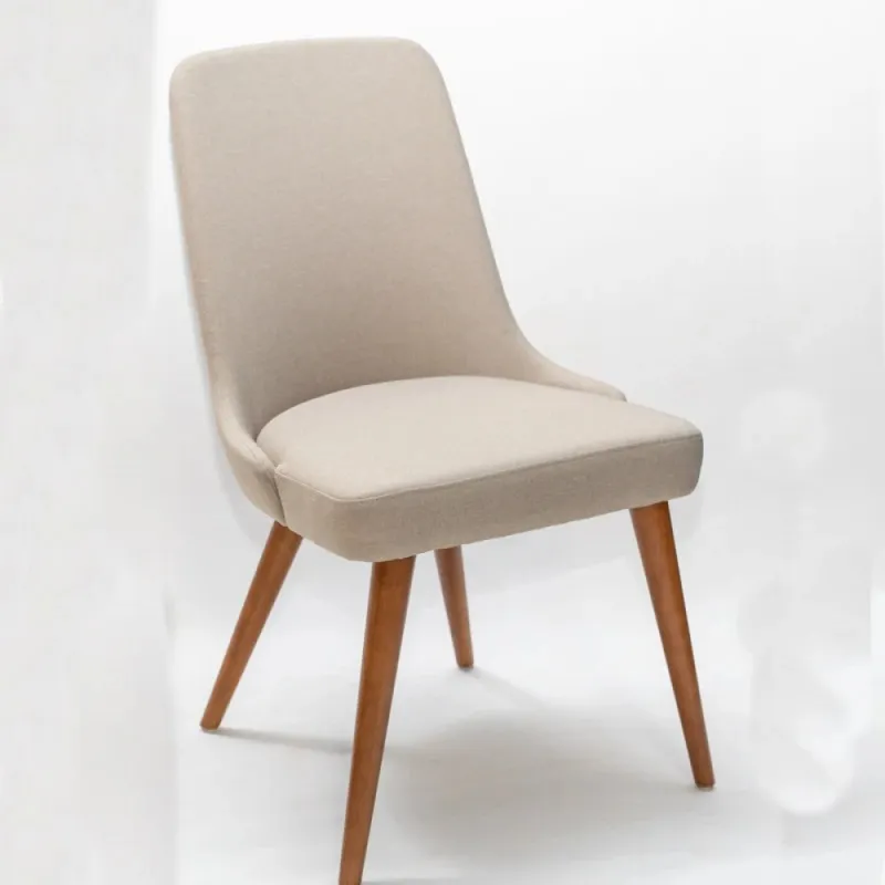 Silla tapizada - Tela Gris clara - Patas madera Cinamomo en Madera natural - Sillas, Uruguay | Champagne Home