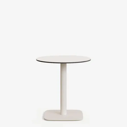 Mesa redonda de exterior Dina blanco con pie de metal con acabado pintado blanco Ø 68x70cm en Blanco - Mesas de comedor, Uruguay | Kavehome