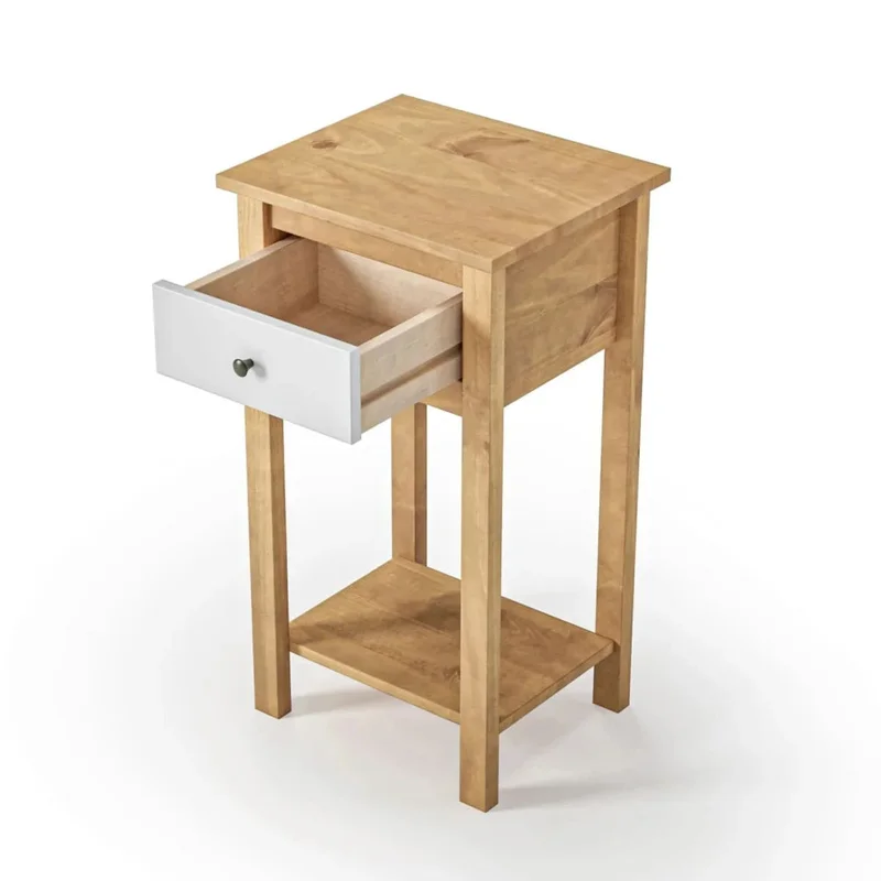 Mesa De Arrime Aparador 1 Cajón - Línea Maden - Blanco en Blanco - Mesas de arrimo, Uruguay | Ecowood, vista 4