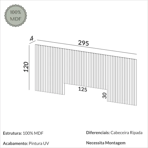 Respaldo 3 Metros con Listones de Madera 100% Mdf - Balton Hogar en Madera natural - Respaldos de cama, Uruguay | Balton