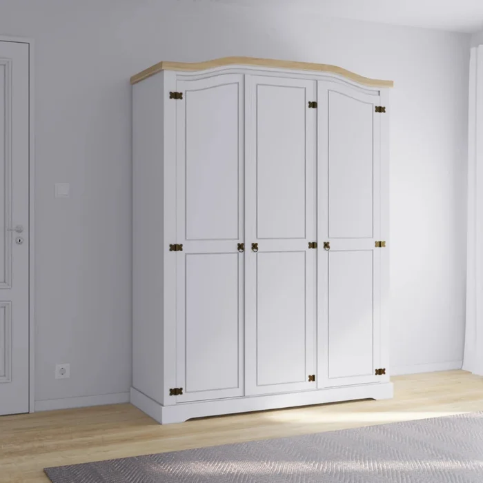 Ropero Curvo 3 Puertas Madera Maciza Línea Monterrey - Blanco en Blanco - Roperos y placares, Uruguay | Ecowood, vista 2