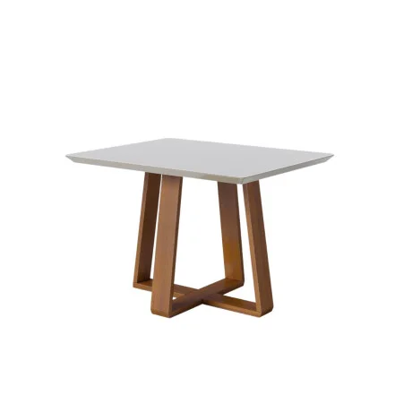 Mesa de Comedor Wood - 140 x90 con Vidrio - Off White y Natural en Blanco - Mesas de comedor, Uruguay | Nyr