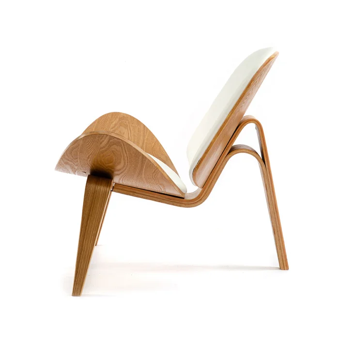 Butaca Shell - Natural y cuero blanco en Blanco, Natural - Butacas, banquetas y puffs, Uruguay | Walnut, vista 4