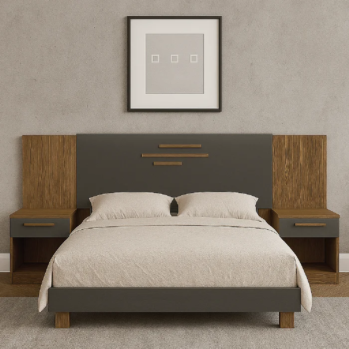 Respaldo Dormitorio 2 Plazas Queen Mesas De Luz 1 Cajon en Jatobá Grafito - Respaldos de cama, Uruguay | Muebles Express, vista 3