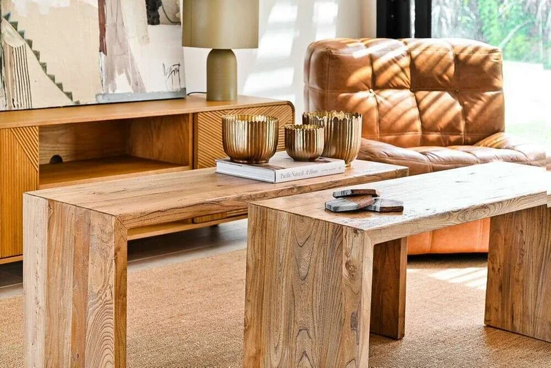 PIE DE CAMA / MESA ANGOSTA / BANCO OLMO NATURAL - 1.10 X 0.35 MTS en Madera natural - Butacas, banquetas y puffs, Uruguay | La Iberica, vista 7