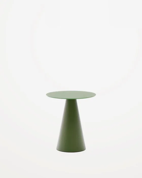 Mesa auxiliar Wilshire cristal templado glaseado y acero acabado - pintado verde mate Ø50cm en Verde - Mesas de arrimo, Uruguay | Kavehome