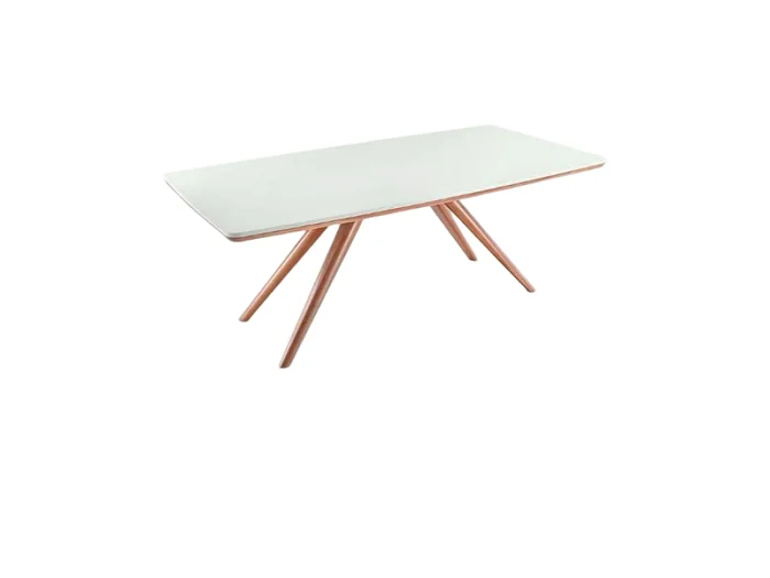 MESA COMEDOR RECTANGULAR KAMEL - BASE MADERA CLARA - TAPA LACA OFF WHITE en Blanco - Mesas de comedor, Uruguay | Champagne Home