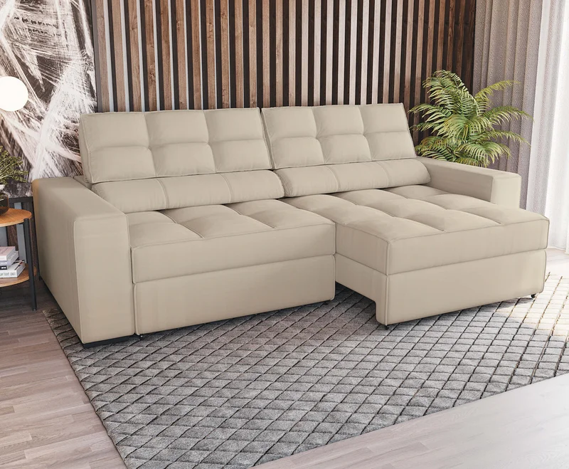 SOFA DELUXE 2.70CM RETRACTIL RECLINABLE 6 POSICIONES en BOUCLE GRIS A056 - Sillones y sofás, Uruguay | Balton, vista 6