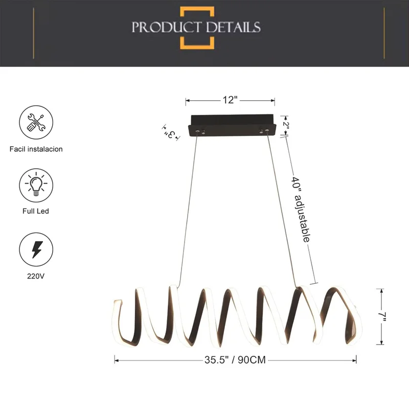 Luminaria led colgante 164W Negro en Negro - Lámparas colgantes, Uruguay | Decotech, vista 5