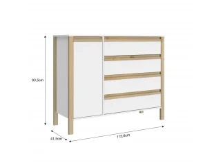 Comoda Combinado Madera 1P, 4C Blanco/Miel - Cómodas, Uruguay | Quesal, vista 2