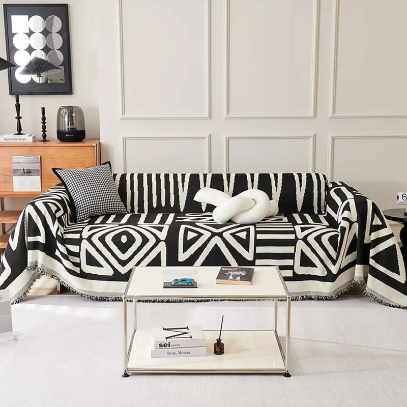 Manta sillón y cama triángulos 180x260cm - negro en Negro - Textiles, Uruguay | Buho Store
