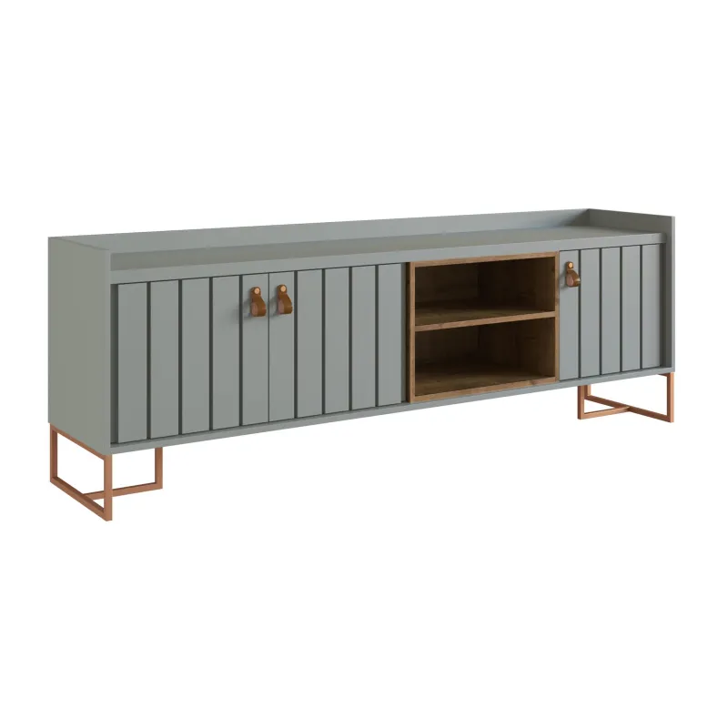 Rack Trendy Verde (Pie Dorado) 180 cm en Verde / Marrón Claro - Muebles para TV, Uruguay | Berna home